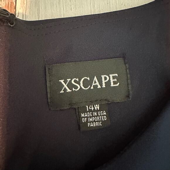 Xscape Boat Neck Long Sleeve Cut-Out Ruched Side Bow Gown Size 14W - Picture 4 of 9